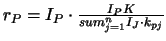 $r_P = I_P \cdot \frac{I_PK}{sum_{j=1}^{n} I_J \cdot k_{pj}}$